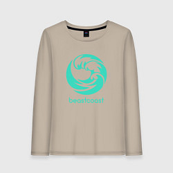 Лонгслив хлопковый женский Beastcoast logo, цвет: миндальный