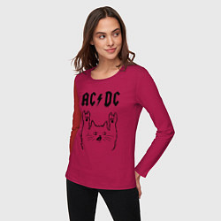 Лонгслив хлопковый женский AC DC - rock cat, цвет: маджента — фото 2