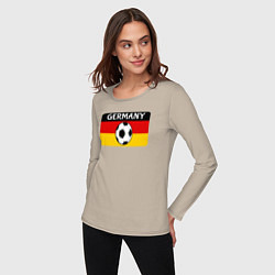 Лонгслив хлопковый женский Football Germany, цвет: миндальный — фото 2