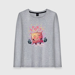 Лонгслив хлопковый женский Люблю спорт, цвет: меланж
