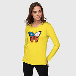 Лонгслив хлопковый женский Бабочка Чили, цвет: желтый — фото 2