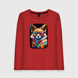 Лонгслив хлопковый женский Abstract Colorful Fox, цвет: красный