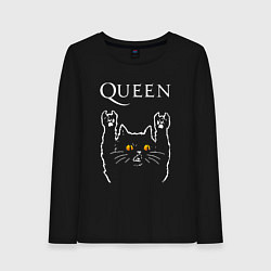 Лонгслив хлопковый женский Queen rock cat, цвет: черный