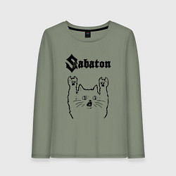 Лонгслив хлопковый женский Sabaton - rock cat, цвет: авокадо