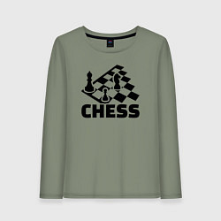 Лонгслив хлопковый женский Chess game, цвет: авокадо
