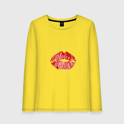 Лонгслив хлопковый женский Красивые губы, цвет: желтый