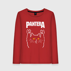 Лонгслив хлопковый женский Pantera rock cat, цвет: красный