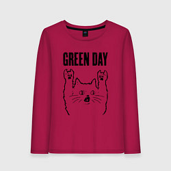 Лонгслив хлопковый женский Green Day - rock cat, цвет: маджента