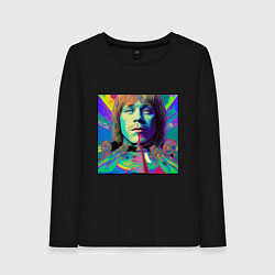 Лонгслив хлопковый женский Brian Jones Glitch Modern Art, цвет: черный