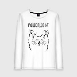 Лонгслив хлопковый женский Powerwolf - rock cat, цвет: белый