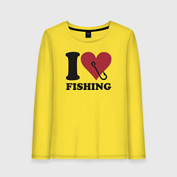 Лонгслив хлопковый женский I love fishing, цвет: желтый