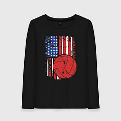 Лонгслив хлопковый женский Volleyball USA, цвет: черный