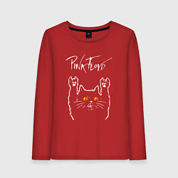 Лонгслив хлопковый женский Pink Floyd rock cat, цвет: красный