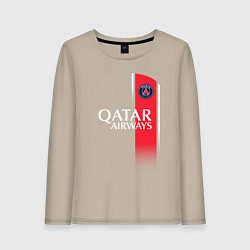 Лонгслив хлопковый женский Килиан Мбаппе форма ФК ПСЖ 2324 домашняя, цвет: миндальный