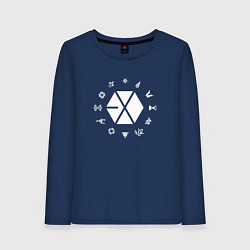 Лонгслив хлопковый женский Logo EXO, цвет: тёмно-синий