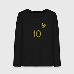 Лонгслив хлопковый женский Килиан Мбаппе ЧМ 2022 сборная Франции, цвет: черный