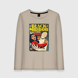Лонгслив хлопковый женский Белое рождество - Черное зеркало: комикс обложка, цвет: миндальный