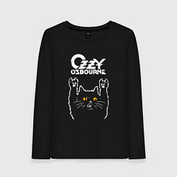 Лонгслив хлопковый женский Ozzy Osbourne rock cat, цвет: черный