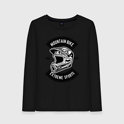 Лонгслив хлопковый женский Mountain bike helmet, цвет: черный