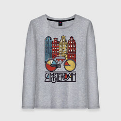 Лонгслив хлопковый женский Amsterdam bike, цвет: меланж