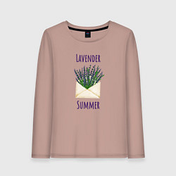 Лонгслив хлопковый женский Lavender Summer - букет лаванды в конверте, цвет: пыльно-розовый