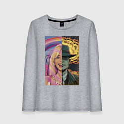 Лонгслив хлопковый женский Barbie Oppenheimer, цвет: меланж