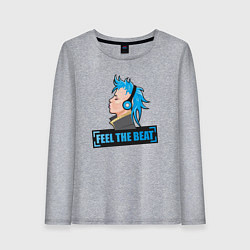 Лонгслив хлопковый женский Чувствуй бит, цвет: меланж