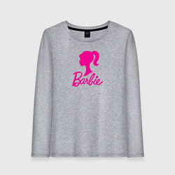 Лонгслив хлопковый женский Розовый логотип Барби, цвет: меланж