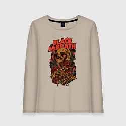 Лонгслив хлопковый женский Черный саббат, цвет: миндальный
