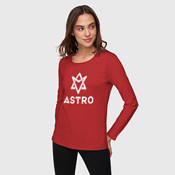 Лонгслив хлопковый женский Astro logo, цвет: красный — фото 2