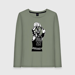Лонгслив хлопковый женский Майкл Джордан бросает мяч, цвет: авокадо