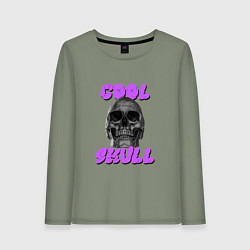 Лонгслив хлопковый женский Cool Skull, цвет: авокадо