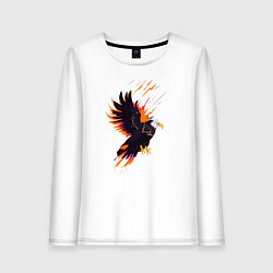 Лонгслив хлопковый женский Орел парящая птица абстракция, цвет: белый