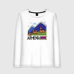 Лонгслив хлопковый женский Горная Армения, цвет: белый