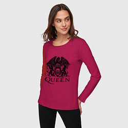 Лонгслив хлопковый женский Queen - logo, цвет: маджента — фото 2