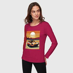 Лонгслив хлопковый женский Авто Ягуар, цвет: маджента — фото 2