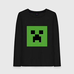 Лонгслив хлопковый женский Minecraft creeper face, цвет: черный