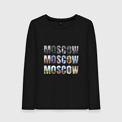 Лонгслив хлопковый женский Moscow - Москва, цвет: черный