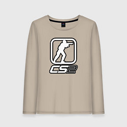 Лонгслив хлопковый женский CS2 logo, цвет: миндальный