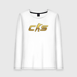 Лонгслив хлопковый женский CS 2 gold logo, цвет: белый