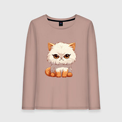 Лонгслив хлопковый женский Злой пушистый кот, цвет: пыльно-розовый