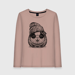 Лонгслив хлопковый женский Морская свинка хипстер, цвет: пыльно-розовый