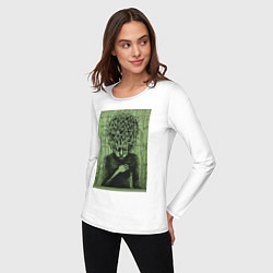 Лонгслив хлопковый женский Зеленая растерянность, цвет: белый — фото 2