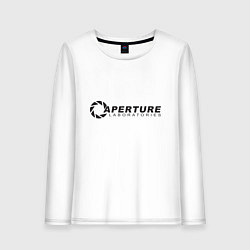 Лонгслив хлопковый женский Aperture Laboratories логотип, цвет: белый