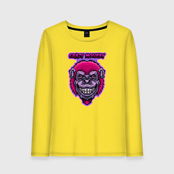 Лонгслив хлопковый женский Purple crazy monkey, цвет: желтый