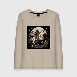 Лонгслив хлопковый женский Рыцарь на коне под луной, цвет: миндальный