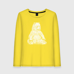 Лонгслив хлопковый женский Медведь сидит отдыхает, цвет: желтый