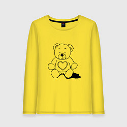 Лонгслив хлопковый женский Влюбленный мишка с сердцем, цвет: желтый
