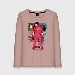 Лонгслив хлопковый женский Канеда из аниме акира, цвет: пыльно-розовый
