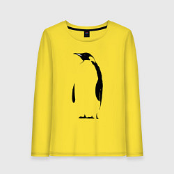Лонгслив хлопковый женский Пингвин стоит трафарет, цвет: желтый